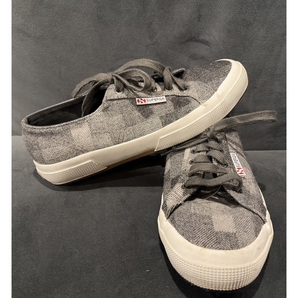 Superga Unisex Shoes Grey Wool Plaid US 7 W/5.5 M - Minimalist - Dark Academia